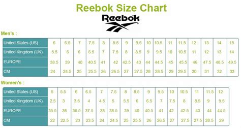 Reebok sock size chart